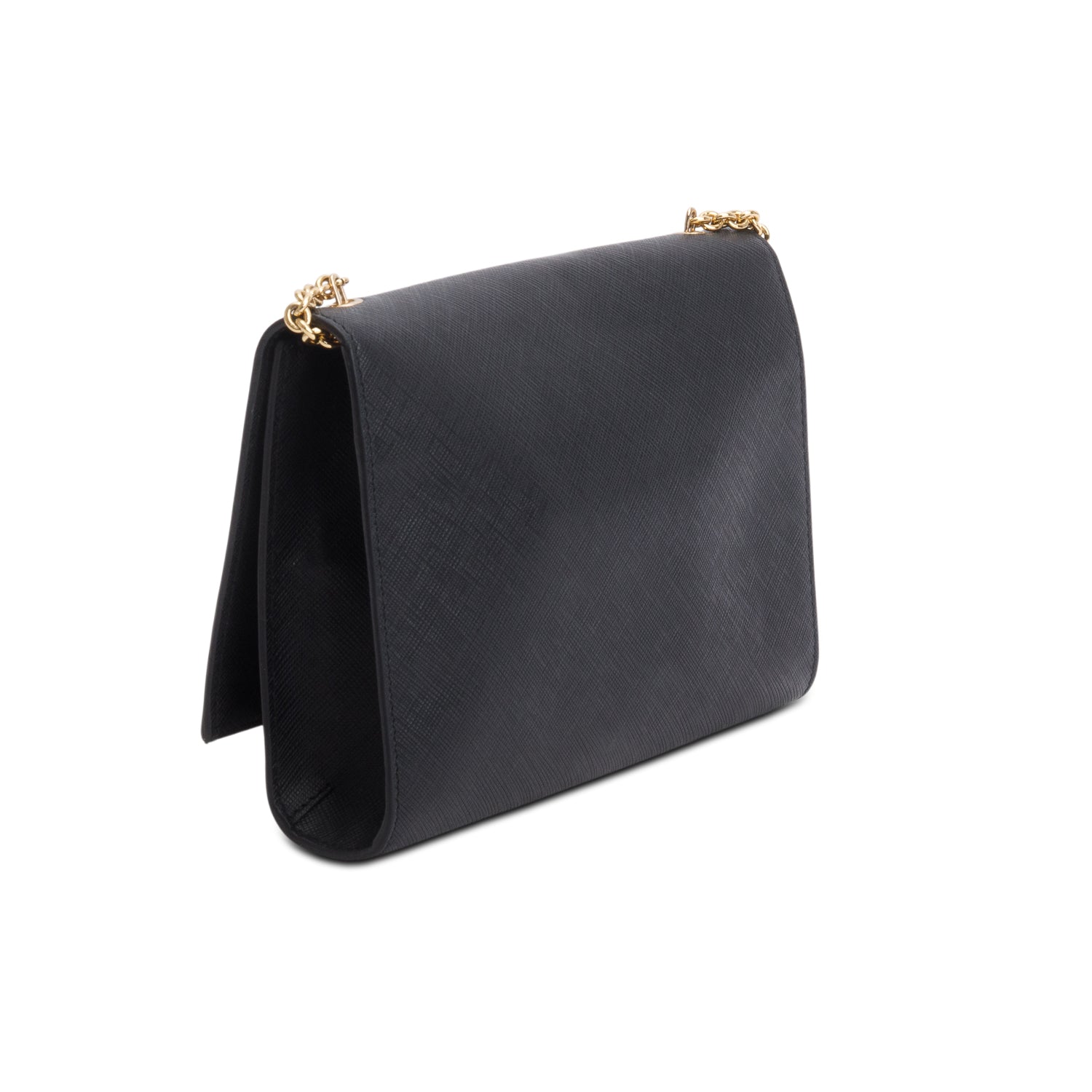 Ferragamo Black Hammered Calfskin Vara Bow Chain Flap Crossbody w/ Box