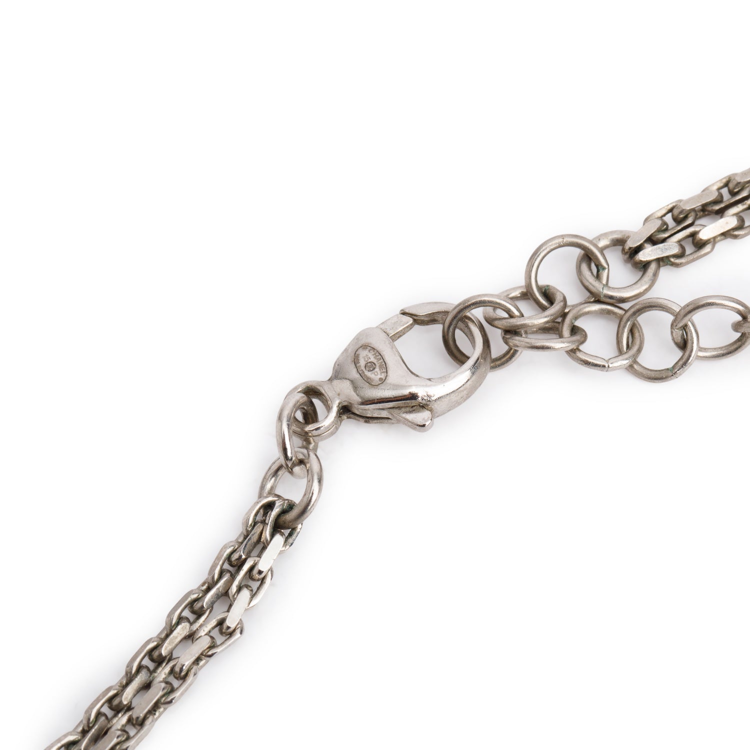 Chanel Palladium-Plated Faux Pearl & Strass Virginie Viard CC Double Strand Necklace w/ Box