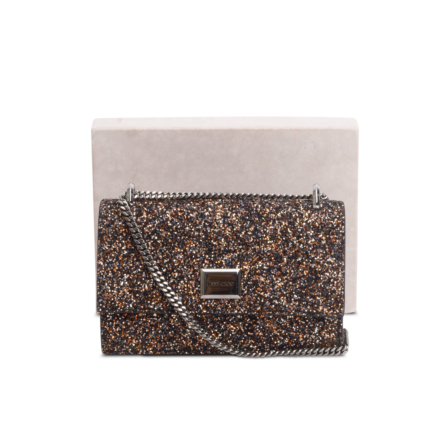 Jimmy Choo Black Brown Glitter Leni Mini Bag w/ Box & Authenticity Card