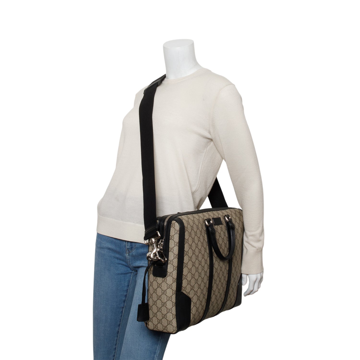 Gucci GG Supreme Monogram Selleria Calfskin Eden Briefcase w/ Strap