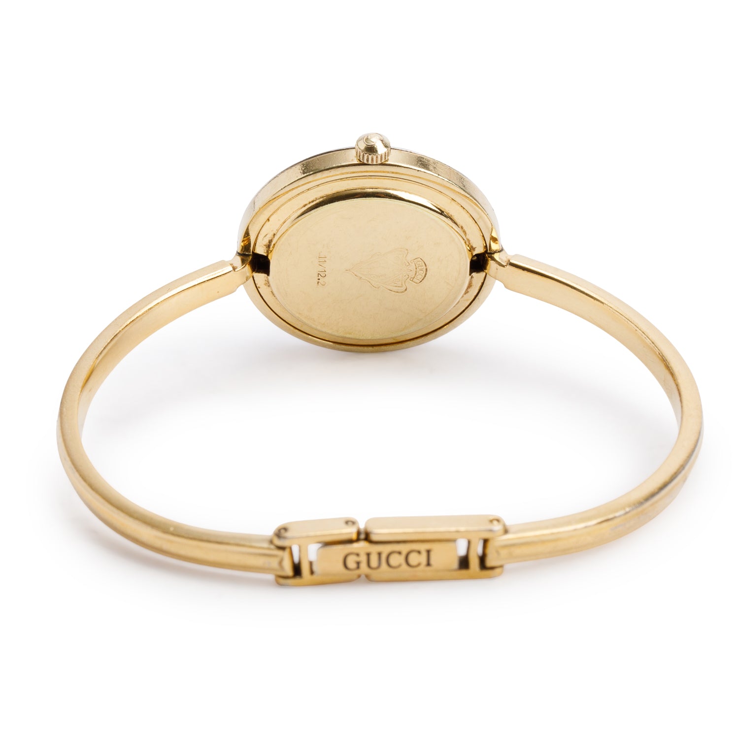 Gucci Gold Plated Stainless Steel 1100 Series 26 MM Watch White Dial w/ Box & 12 Multicolour Bezels