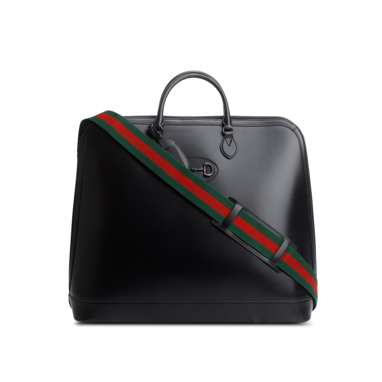 Gucci Black Boarded Plutone Calfskin Large Horsebit 1955 Duffle Bag w/ Strap