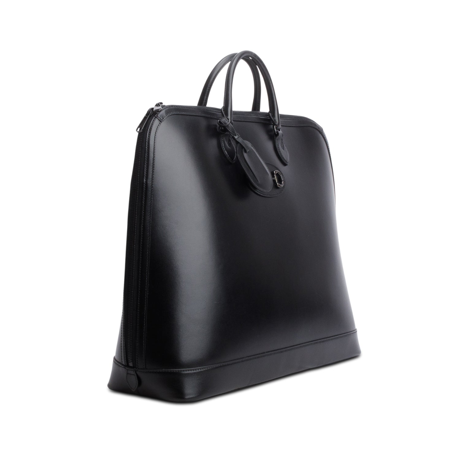 Gucci Black Boarded Plutone Calfskin Large Horsebit 1955 Duffle Bag w/ Strap