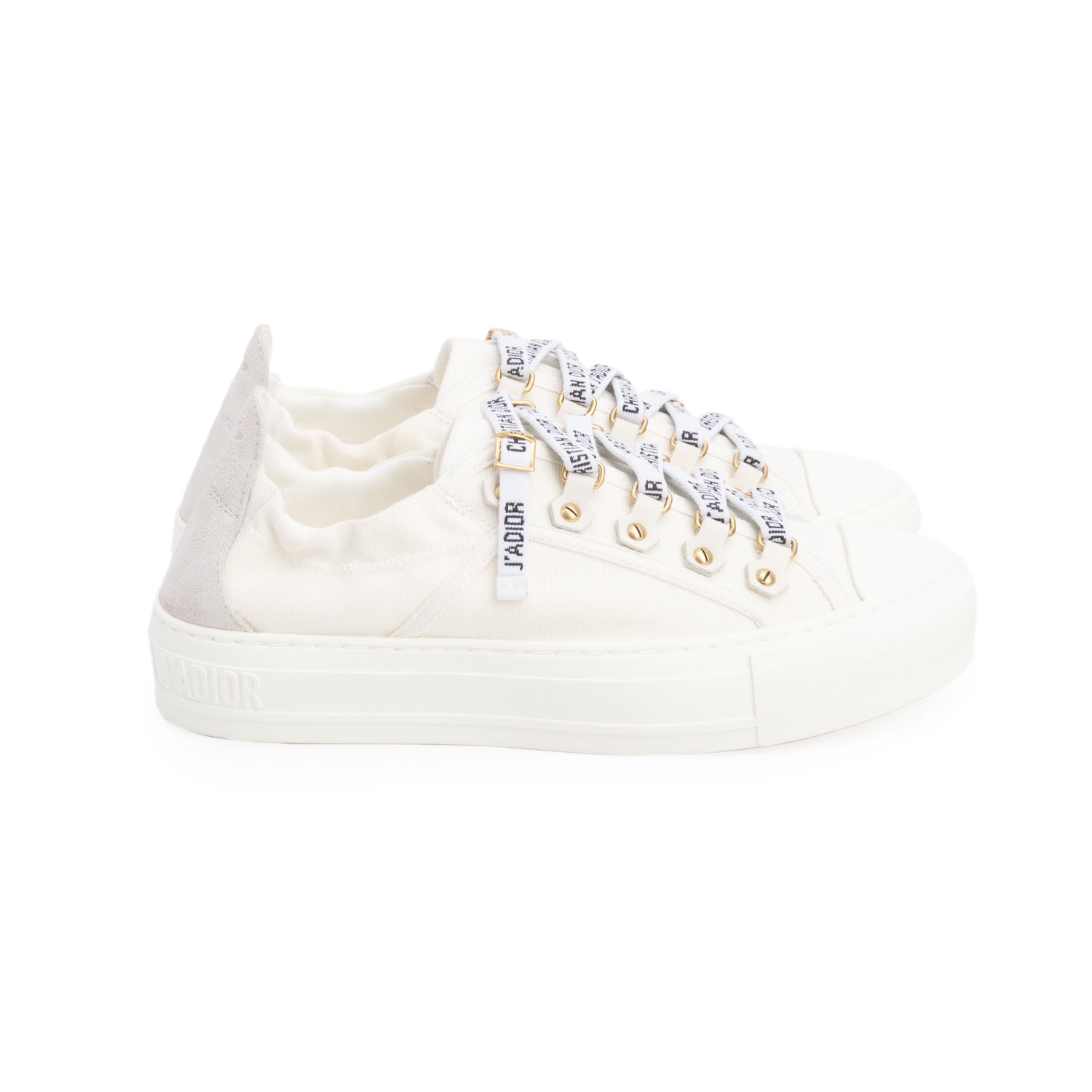 Christian Dior 2021 Off White Oblique Embroidered Cotton Walk'n'Dior Sneakers, Women's Size 35