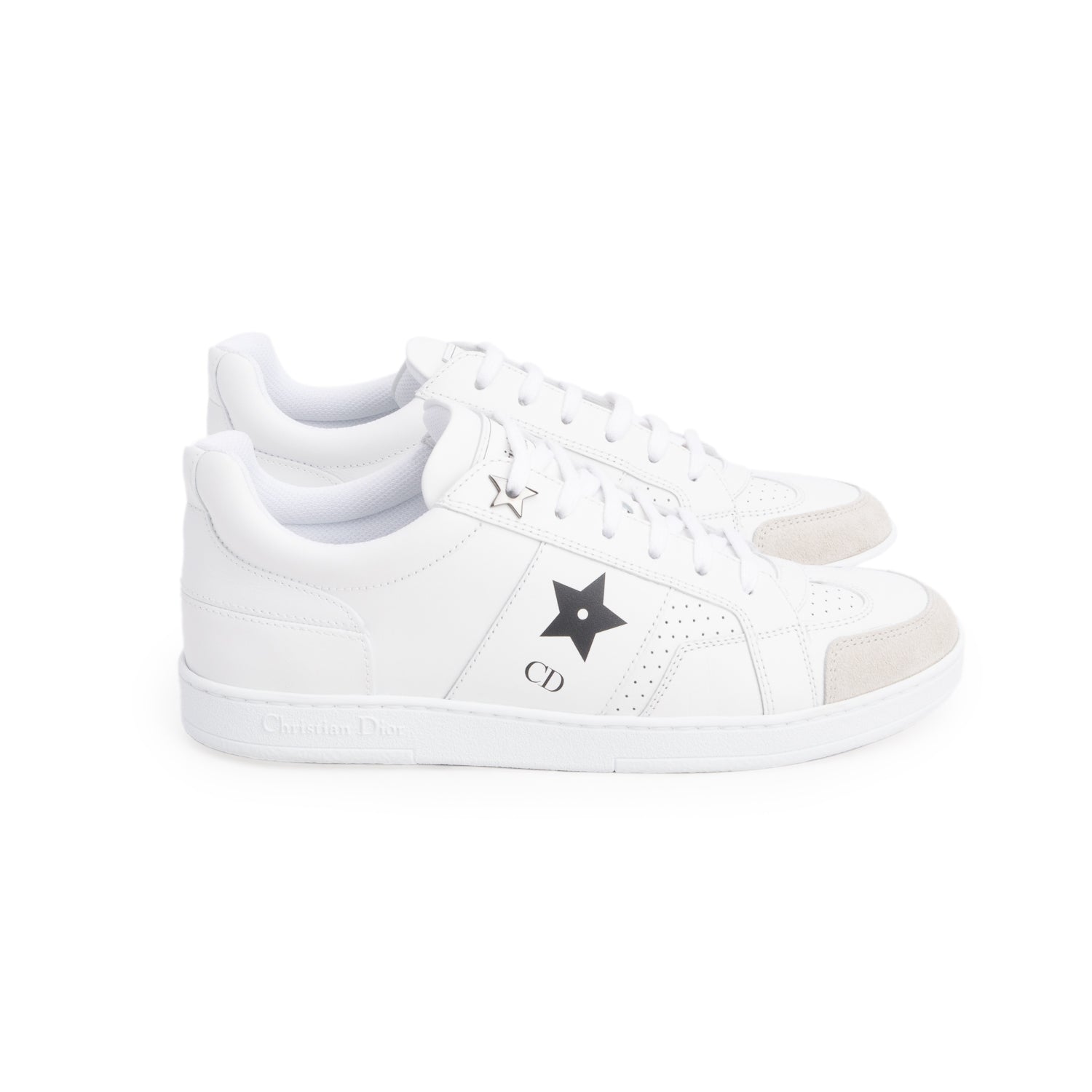 Christian Dior 2022 White Calfskin Star Ors Low Top Sneakers, Women's Size 36.5 w/ Box