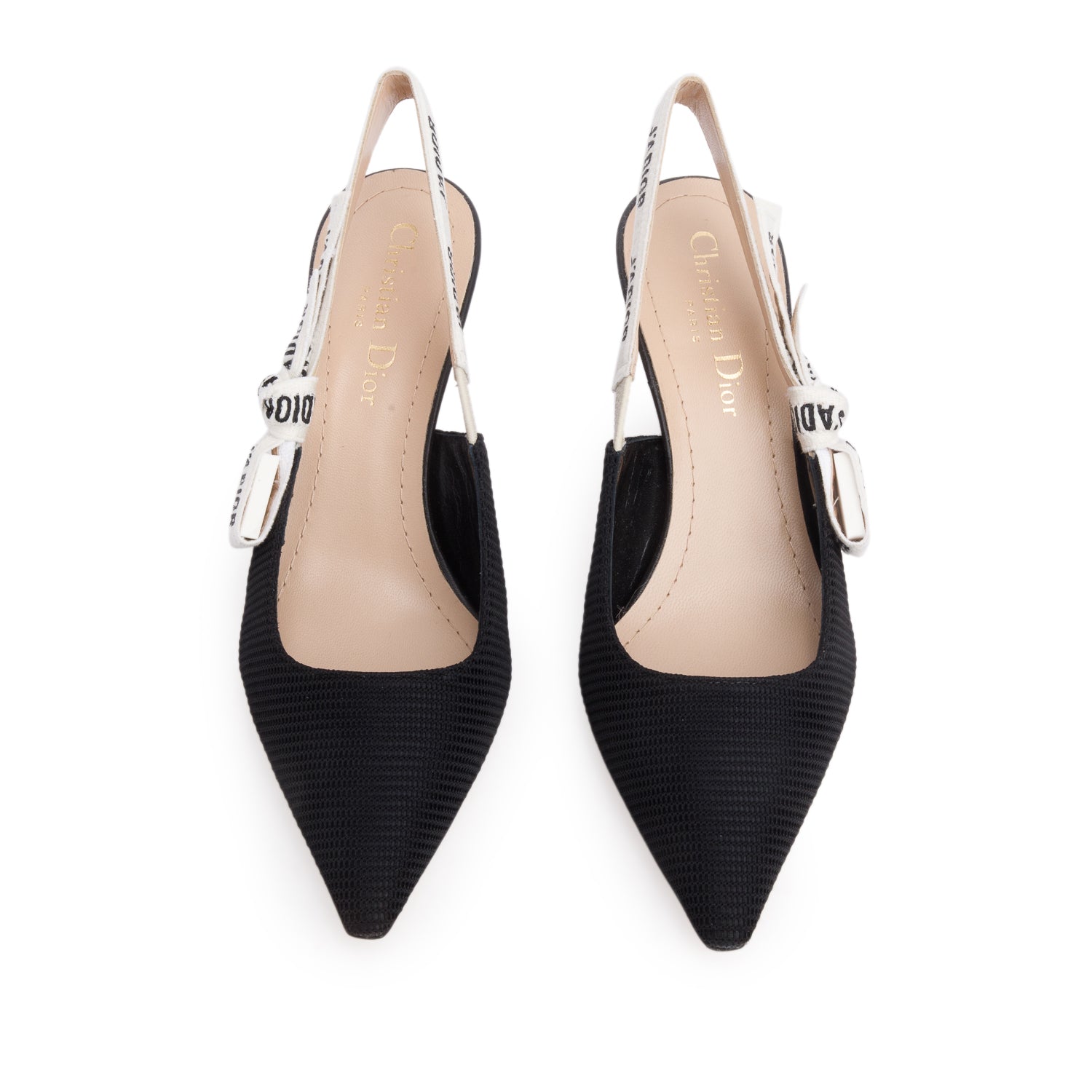 Christian Dior 2023 Black Technical Fabric Ribbon J'Adior Slingback Pumps, Women's Size 36 w/ Box