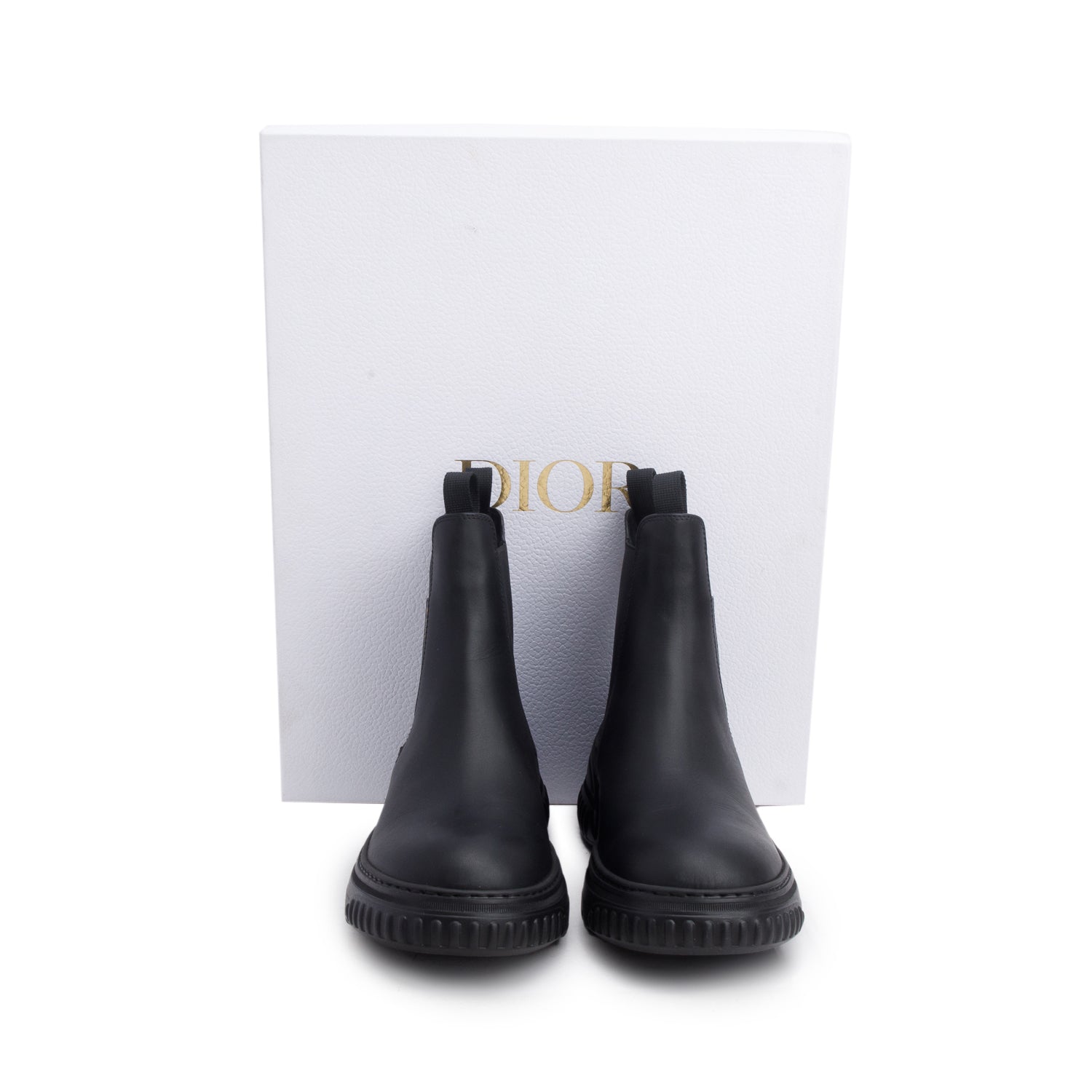 Christian Dior Black Calfskin Leather D-Racer Chelsea Boots, Women's Size 39 w/ Box