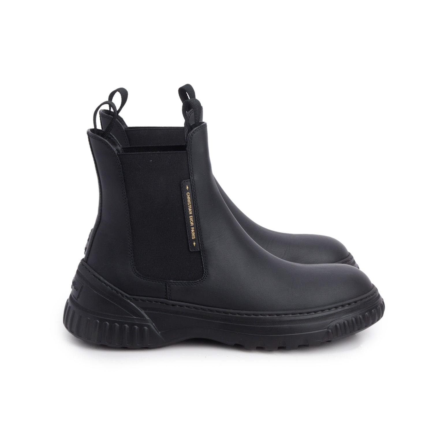 Christian Dior Black Calfskin Leather D-Racer Chelsea Boots, Women's Size 39 w/ Box