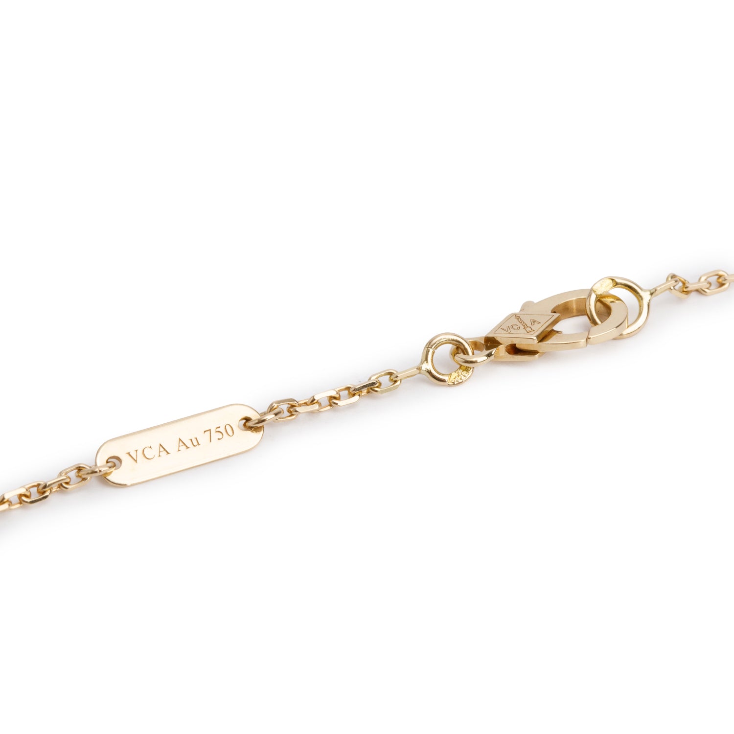 Van Cleef & Arpels 2021 18k Yellow Gold Vintage Alhambra Mother of Pearl Pendant Necklace w/ Box, Receipt & Certificate
