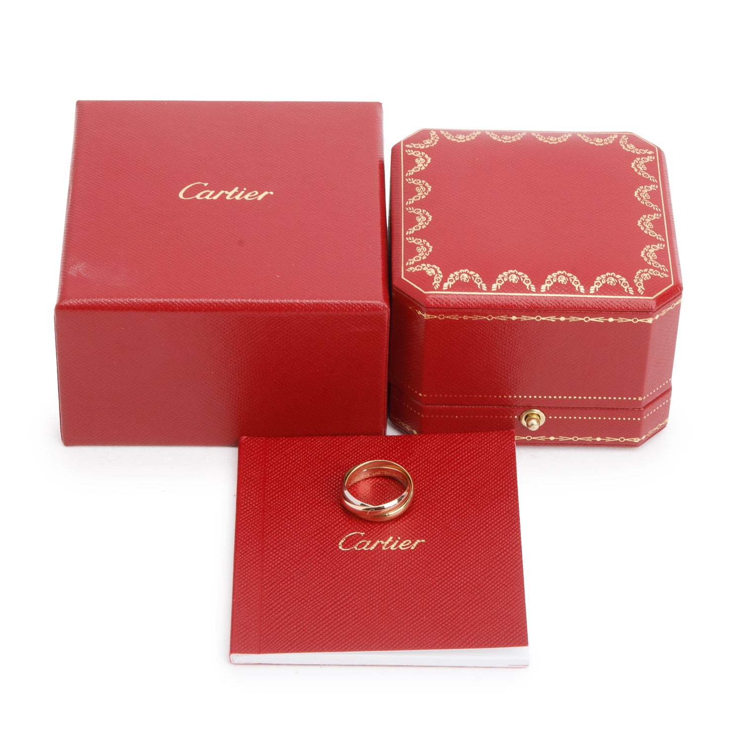 Cartier 18k Tri-Gold Trinity Rolling Ring, Small Model Size 49 5 w/ Box