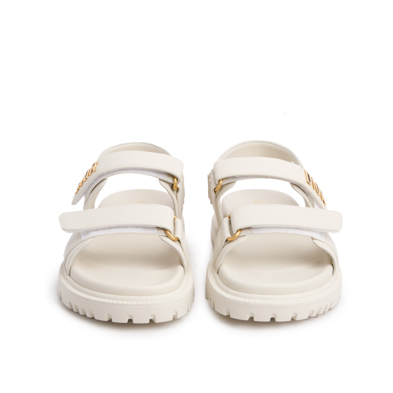 Christian Dior 2023 Cream Lambskin Dioract 10mm Sandals, Women's Size 37.5 w/ Box
