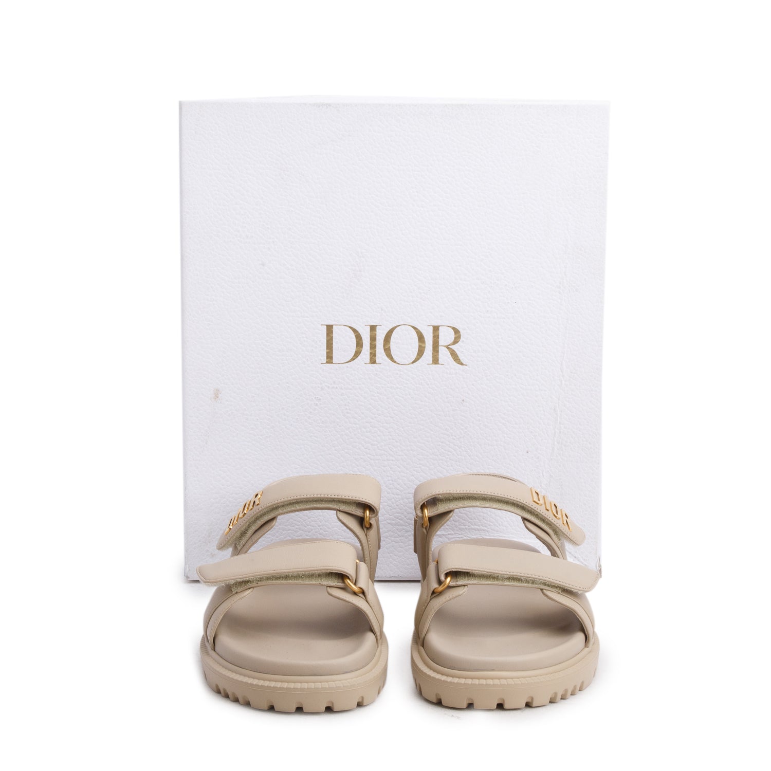 Christian Dior 2023 Beige Lambskin Dioract 10mm Sandals, Women's Size 36.5 w/ Box