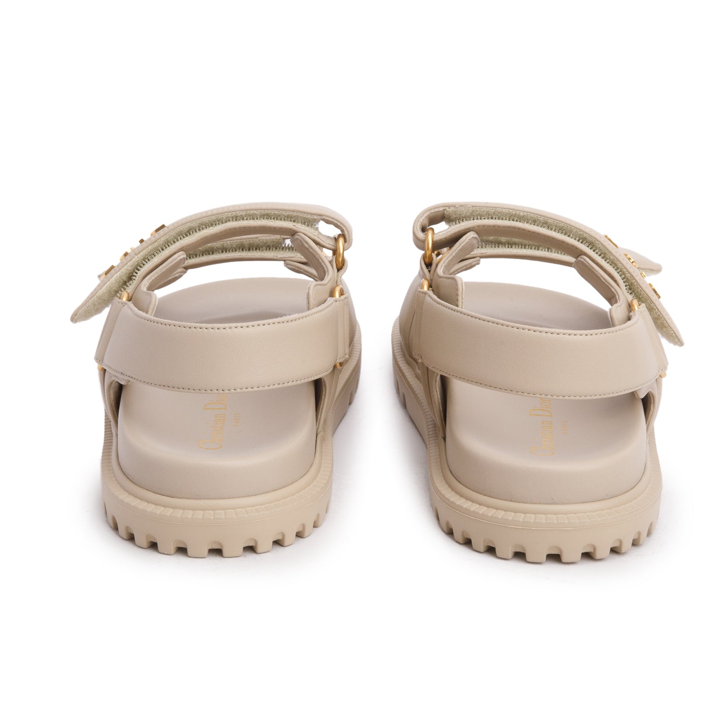 Christian Dior 2023 Beige Lambskin Dioract 10mm Sandals, Women's Size 36.5 w/ Box
