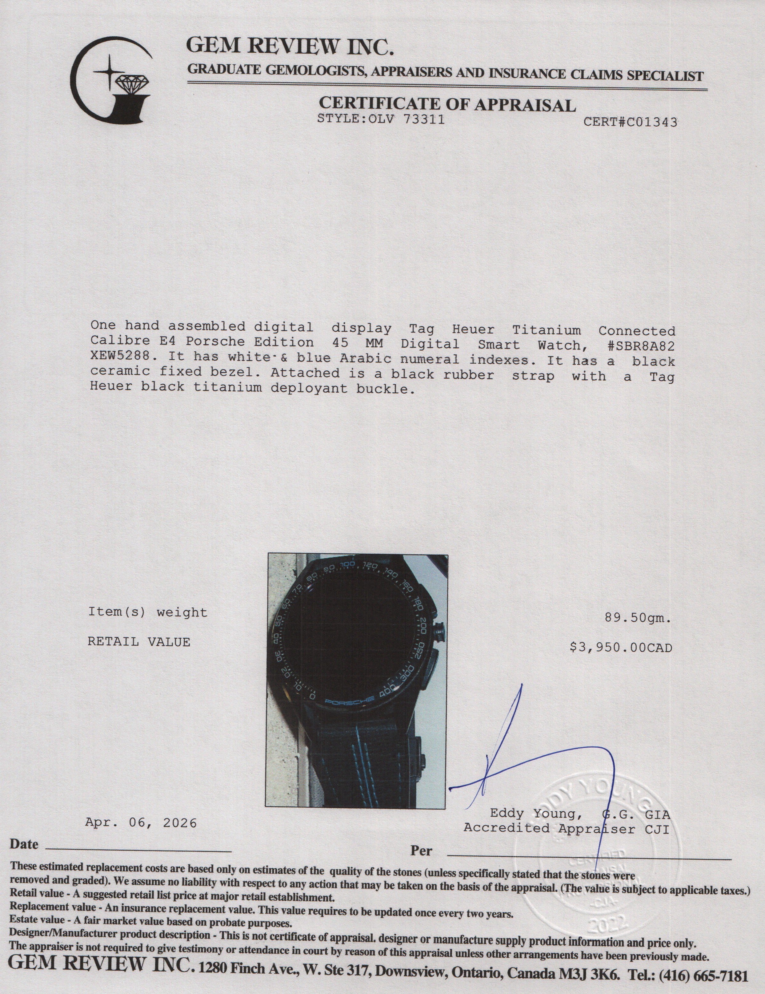 Tag Heuer Titanium Connected Calibre E4 Porsche Edition 45 MM Digital Smart Watch SBR8A82 w/ Box & Papers