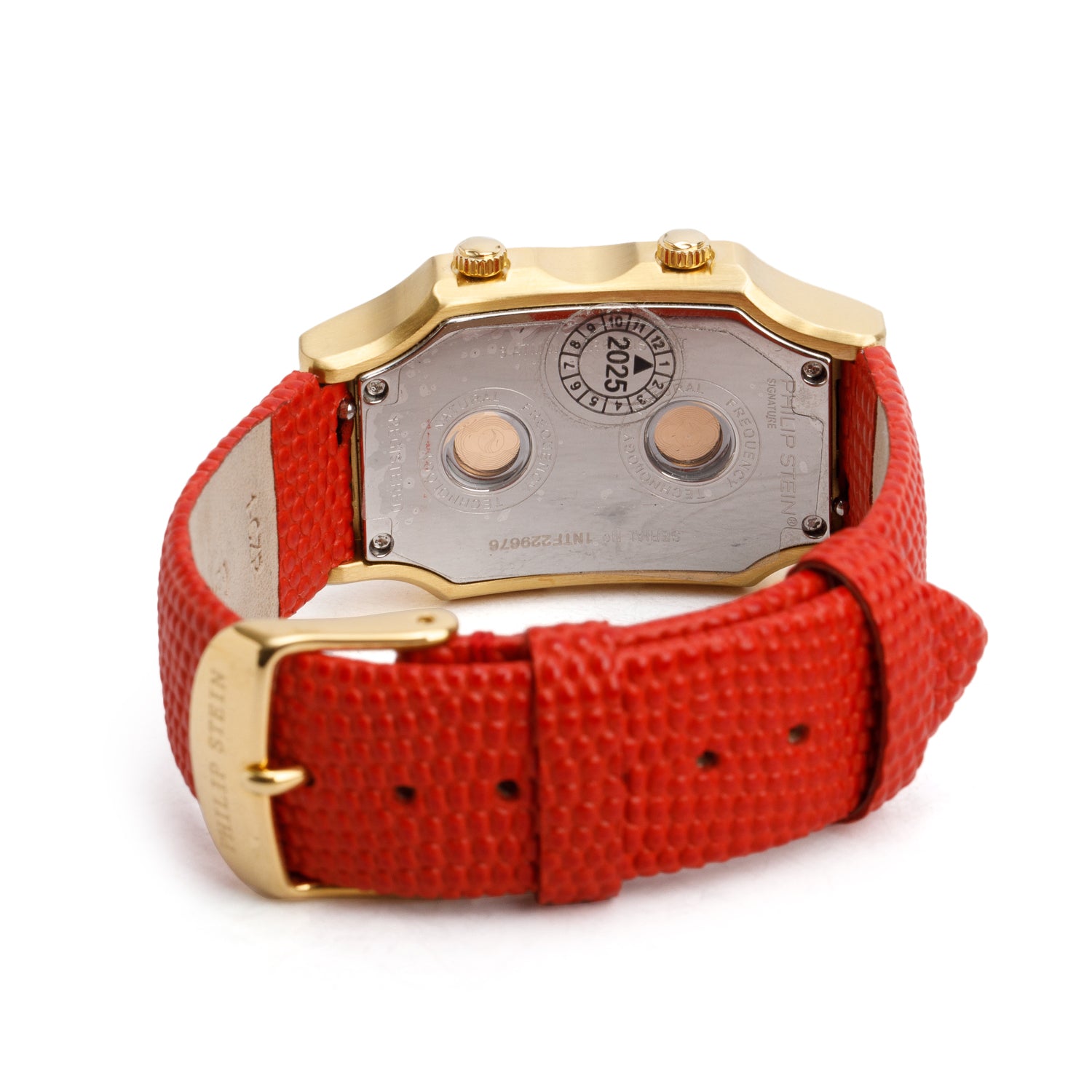 Philip Stein Gold Plated Stainless Steel Classic Signature Watch Mother of Pearl Dial w/ Box