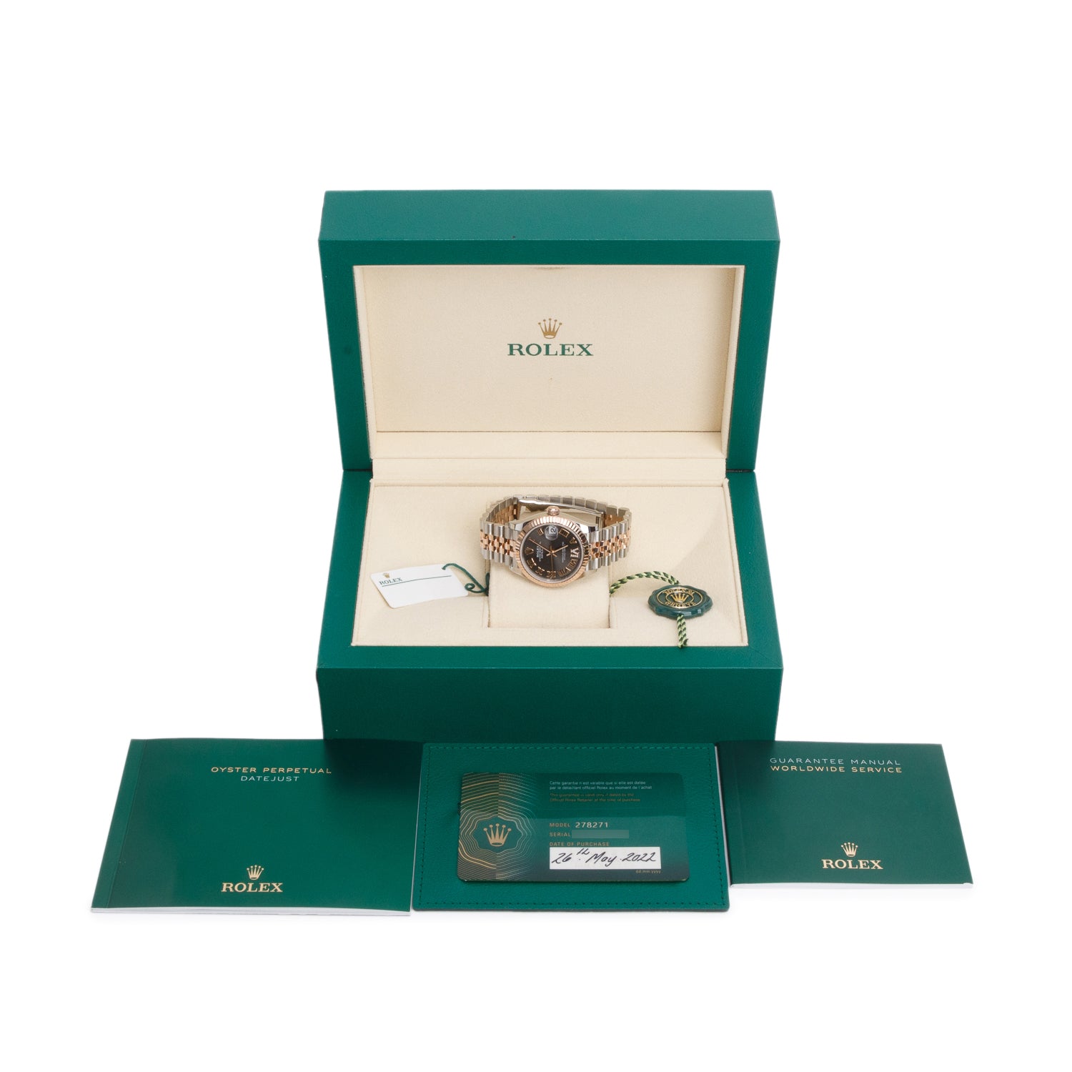 Rolex 2022 Stainless Steel & 18k Rose Gold Datejust 31 MM Watch Brown Roman Diamond Dial 278271 w/ Box & Papers