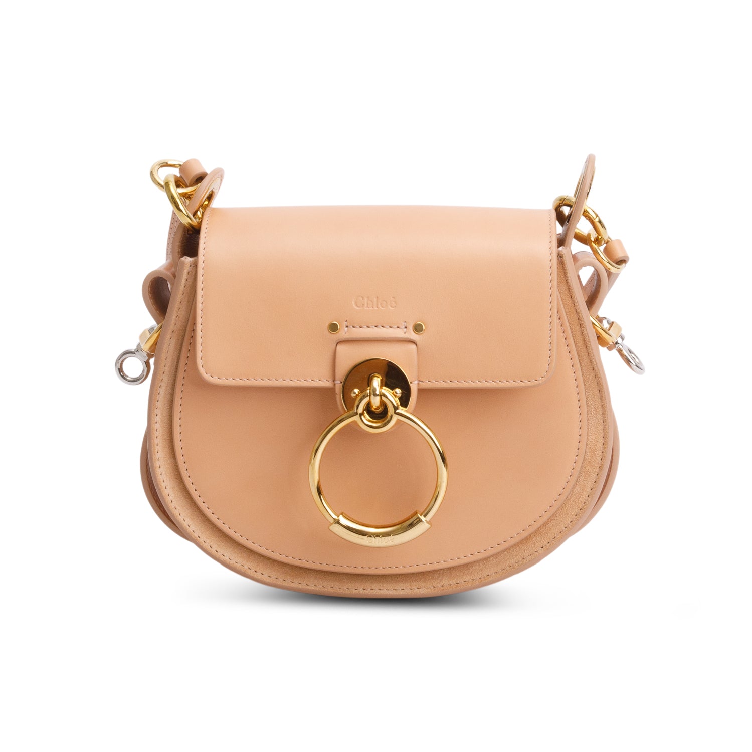 Chloe 2020 Peach Calfskin Small Tess Bag w/ Strap