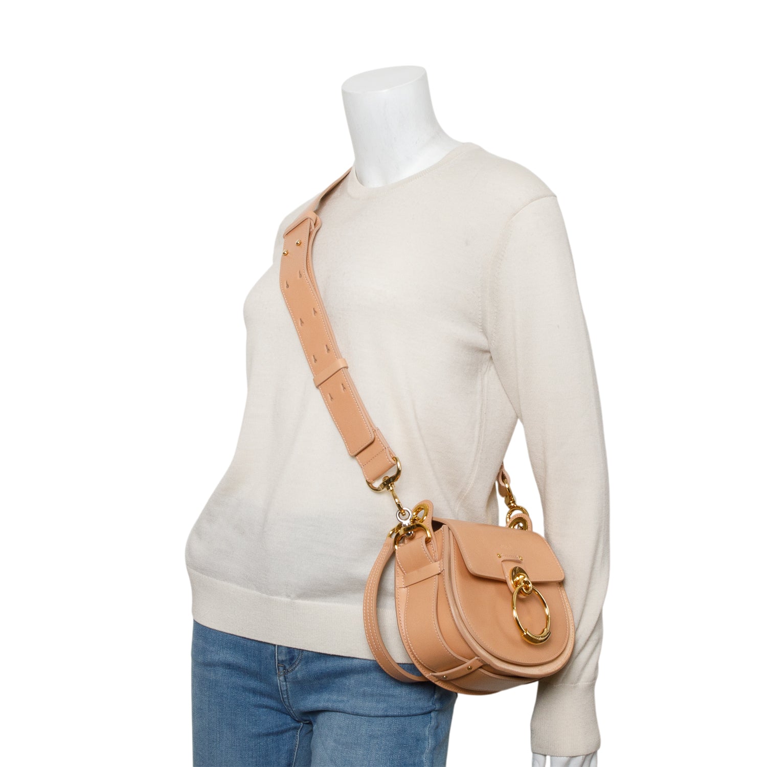 Chloe 2020 Peach Calfskin Small Tess Bag w/ Strap
