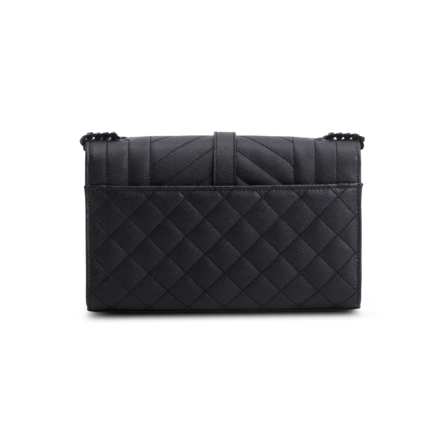 Saint Laurent 2021 Black Grain de Poudre Textured Mixed Matelasse Triquilt Small Monogram Satchel