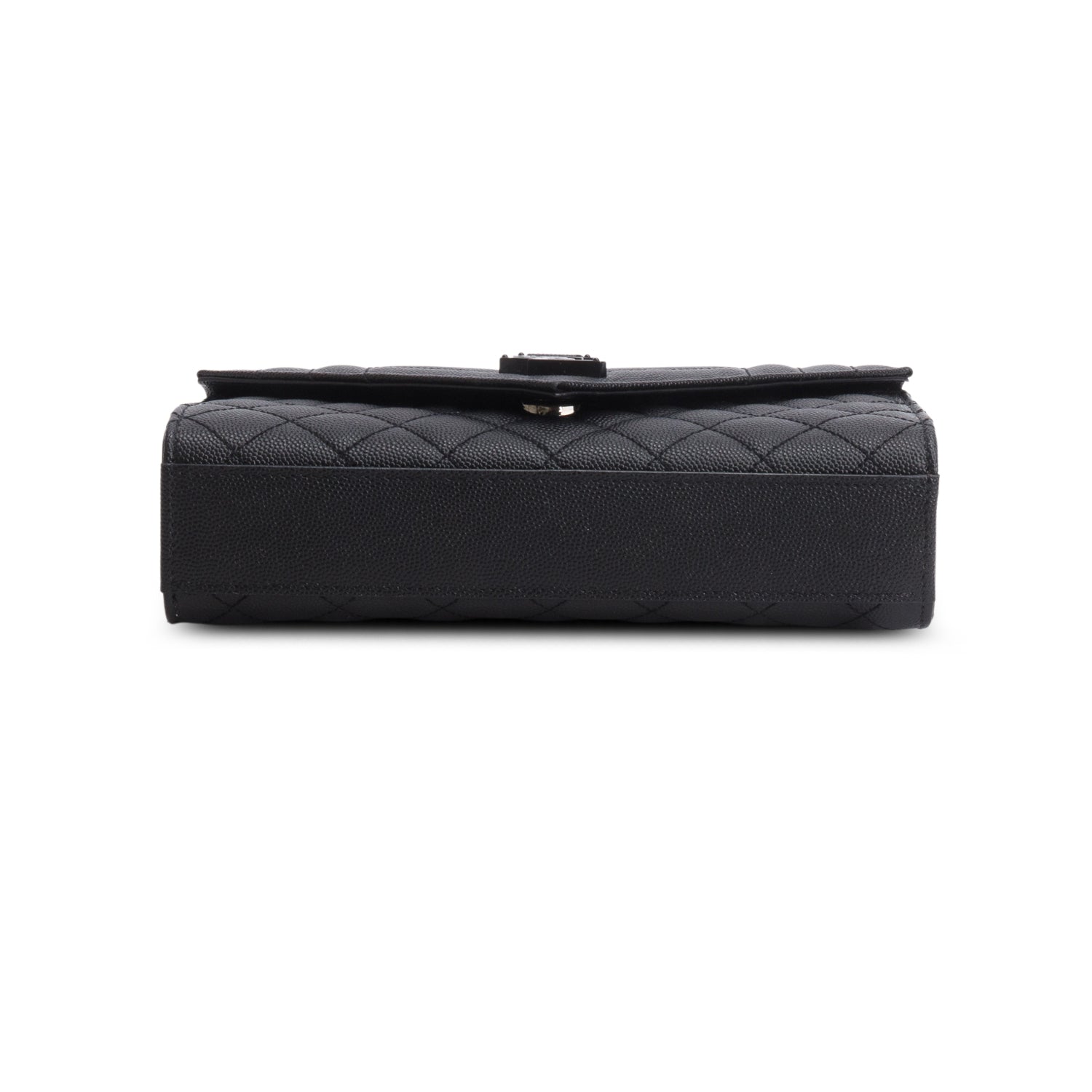 Saint Laurent 2021 Black Grain de Poudre Textured Mixed Matelasse Triquilt Small Monogram Satchel