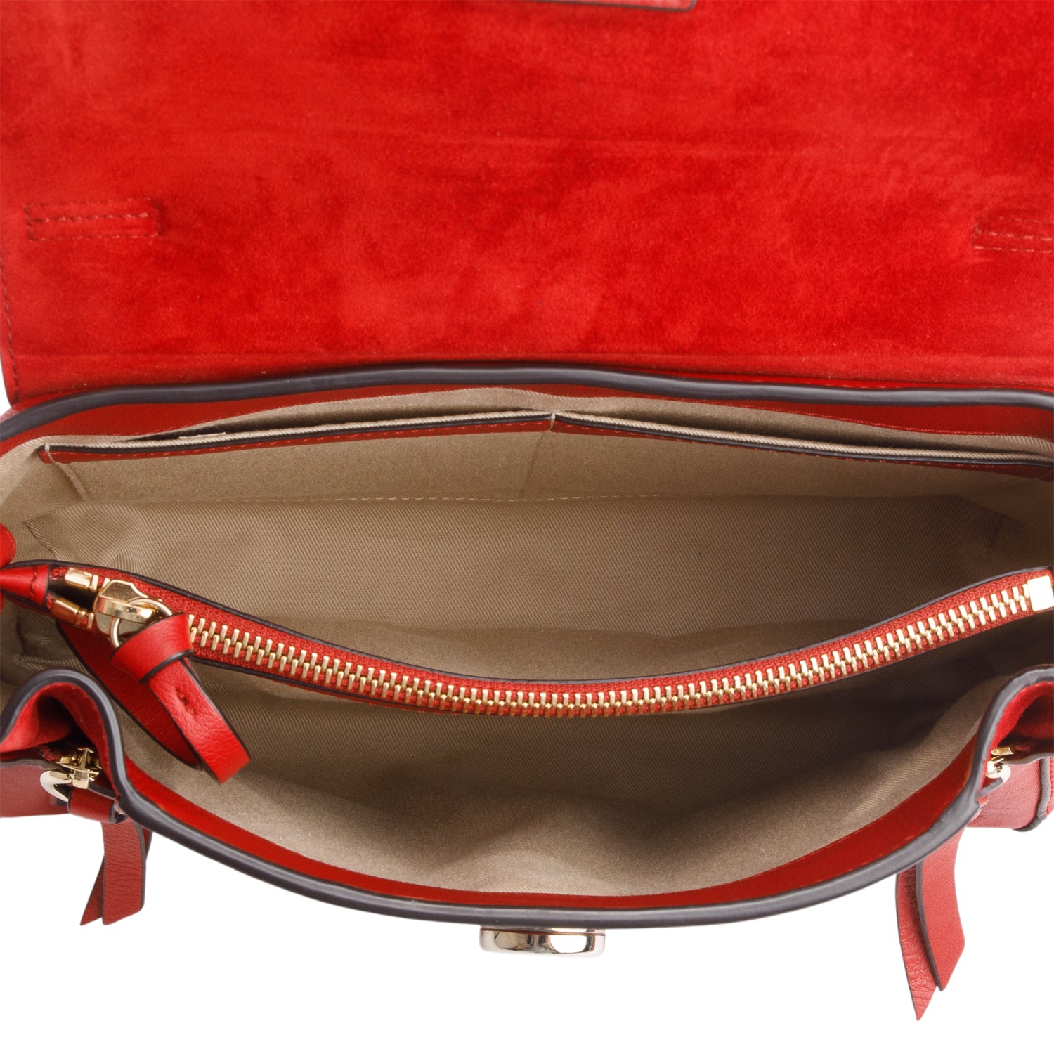 Chloe Red Calfskin Small Faye Day Shoulder Bag w/ Authenticity Card & Strap
