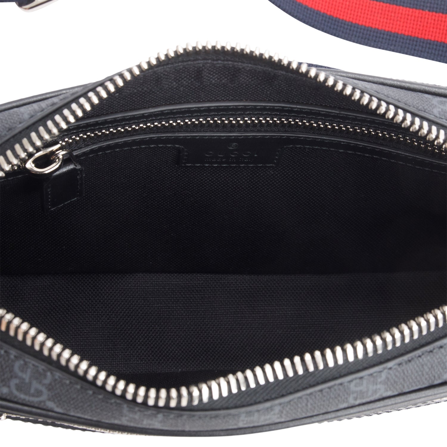 Gucci Black Soft GG Supreme Monogram Web Belt Bag