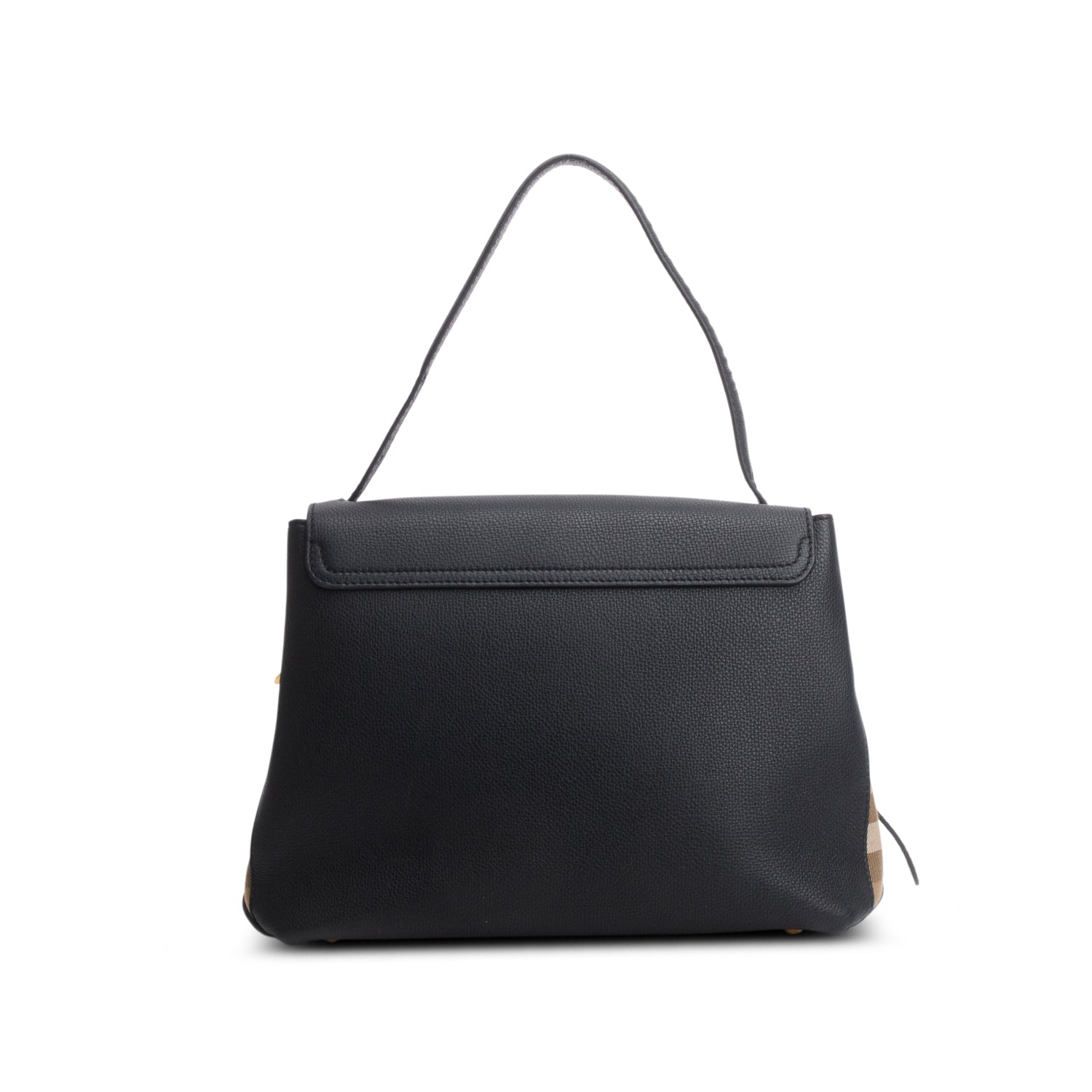 Burberry Black Derby Calfskin House Check Medium Camberley Bag w/ Strap