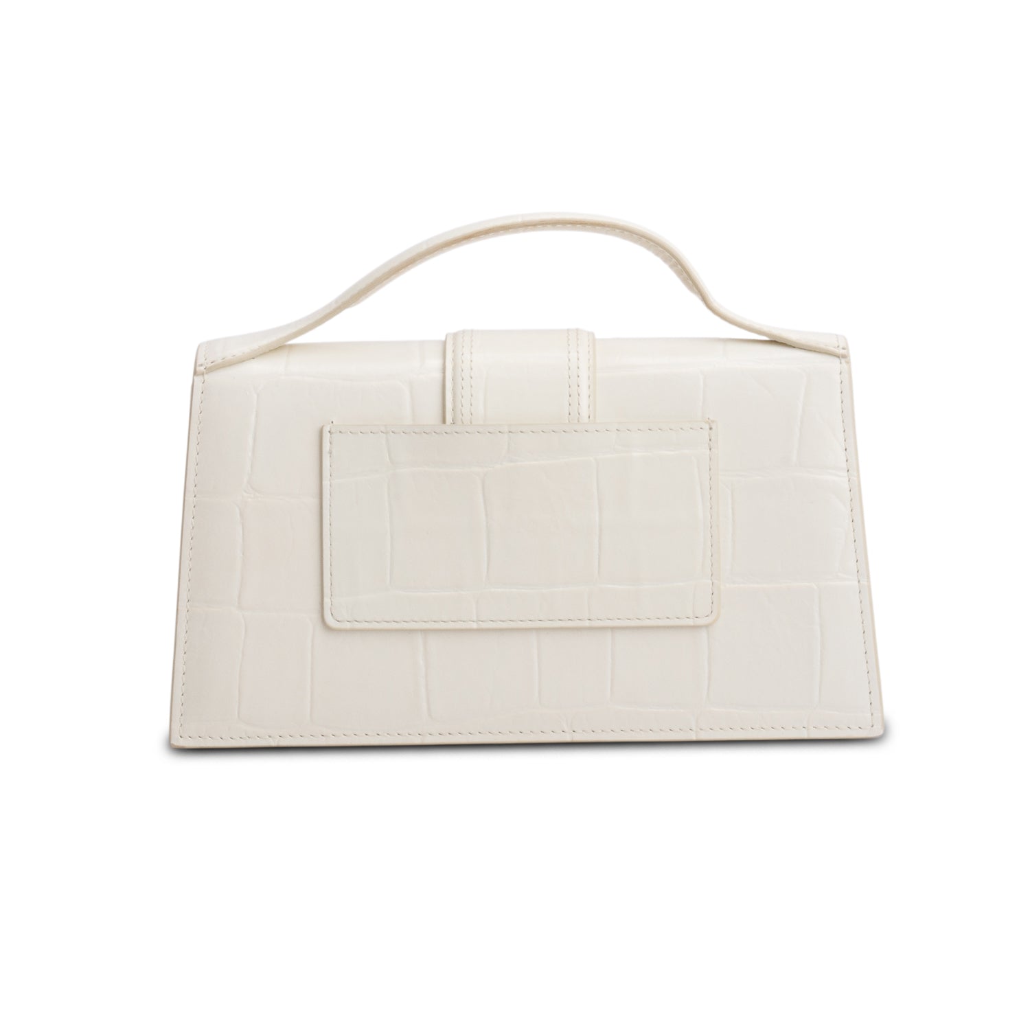 Jacquemus Cream Croc Embossed Glazed Calfskin Le Grand Bambino w/ Strap