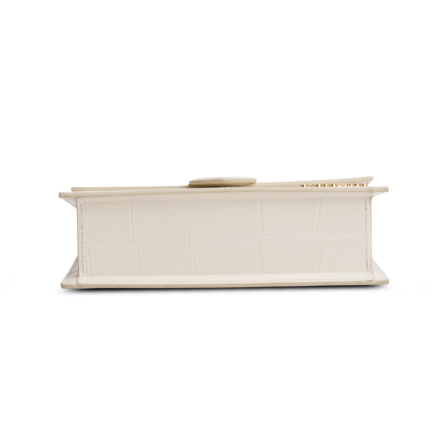 Jacquemus Cream Croc Embossed Glazed Calfskin Le Grand Bambino w/ Strap