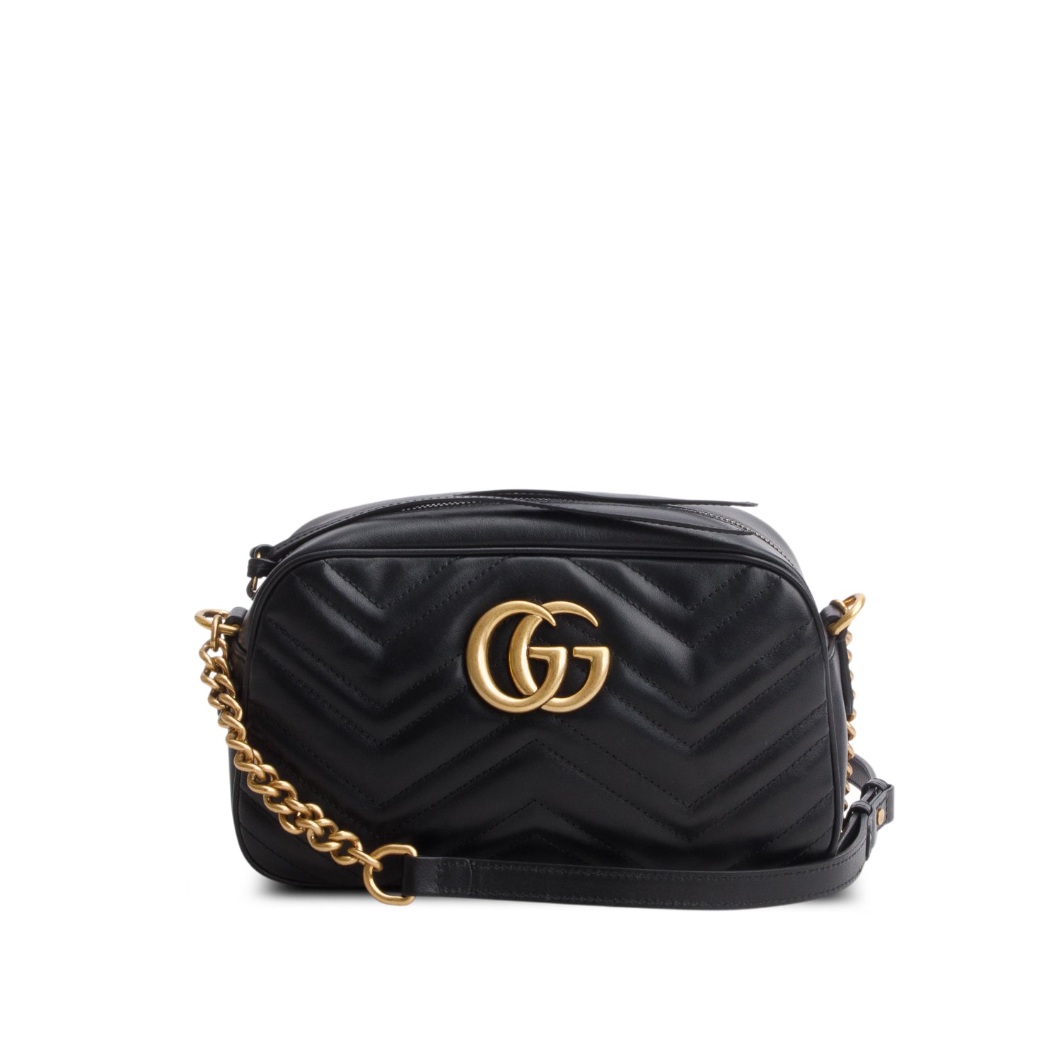 Gucci Black GG Marmont Matelasse Small Camera Bag w/ Box