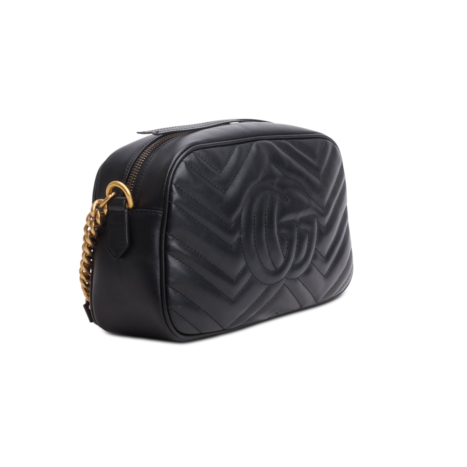 Gucci Black GG Marmont Matelasse Small Camera Bag w/ Box