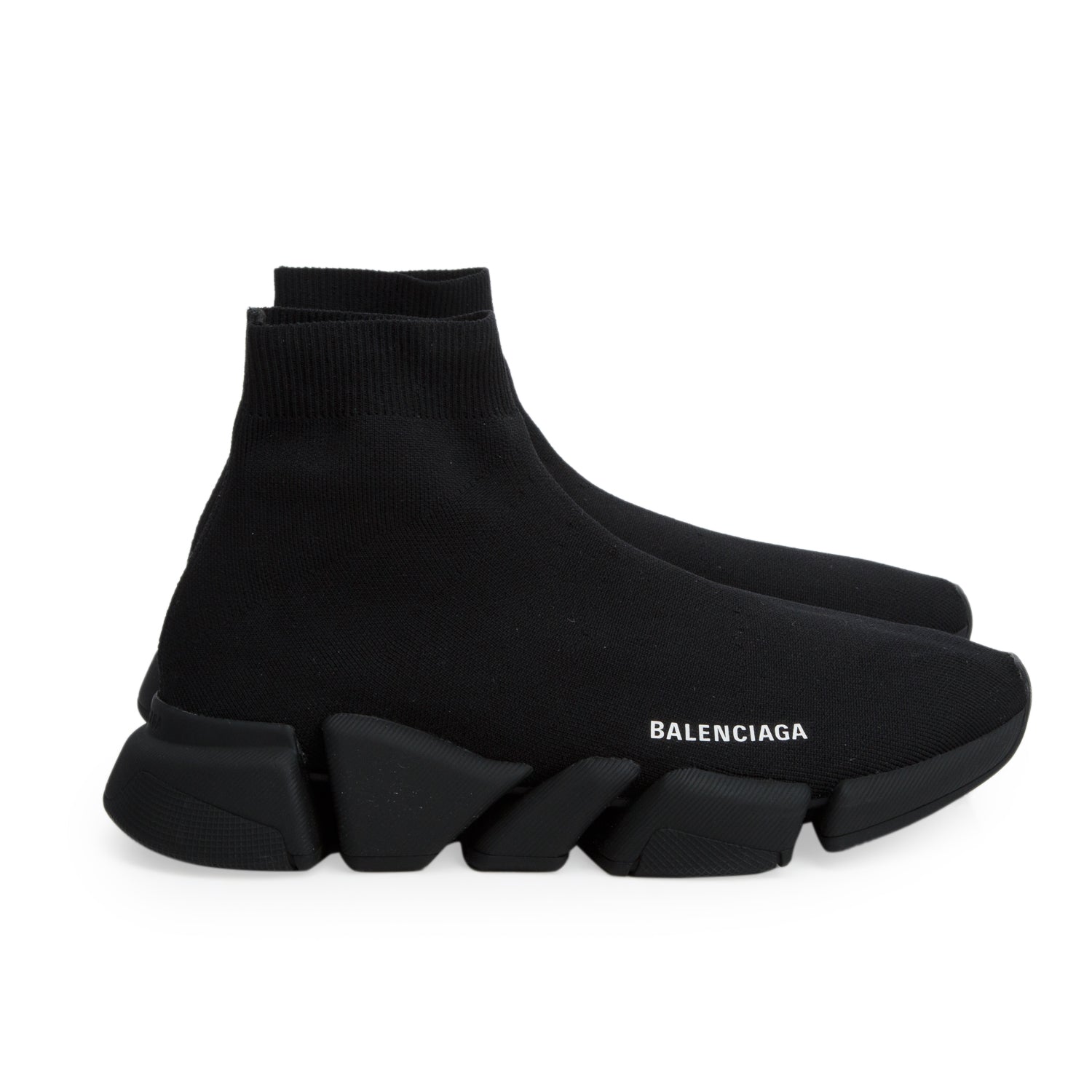 Balenciaga Black Technical 3D Recycled Knit Sole Speed 2.0 Sneakers, Men's Size 8 w/ Box