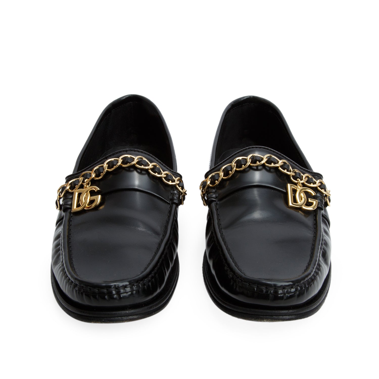 Dolce & Gabbana Black Vitello Polished Leather Visconti Loafers, Men's Size 9 w/ Box