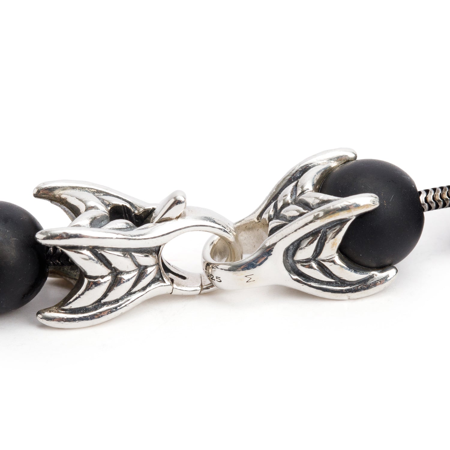 David Yurman Sterling Silver Black Onyx & Pave Black Diamond 8 MM Spiritual Beads Bracelet