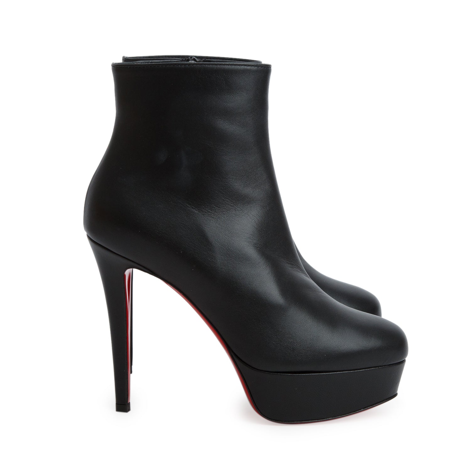 Christian Louboutin Black Nappa Shiny Leather Bianca Booty 120, Women's Size 37.5 w/ Box