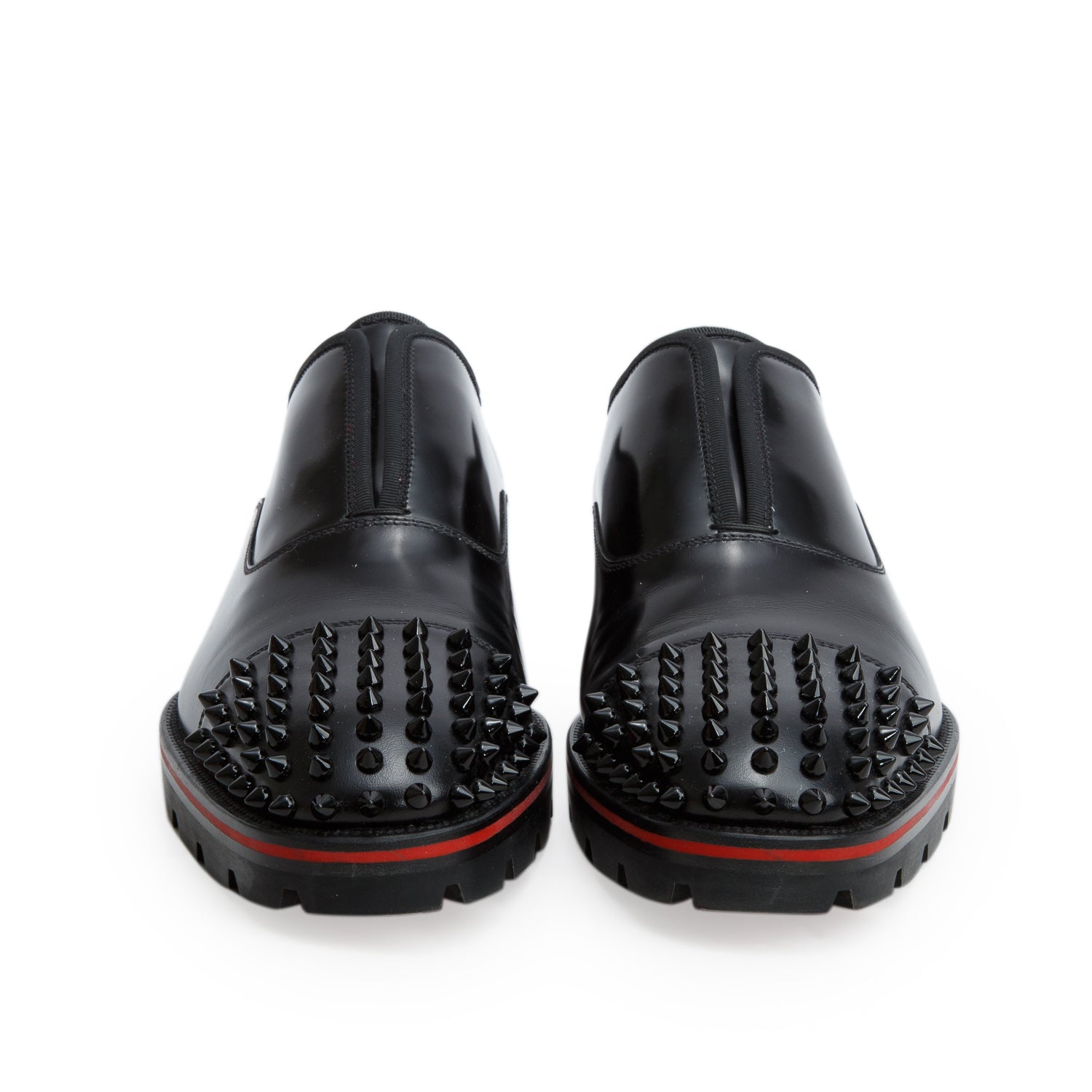 Christian Louboutin Black Shiny Calfskin Alpha-Pointe Oxfords, Men's Size 41 w/ Box