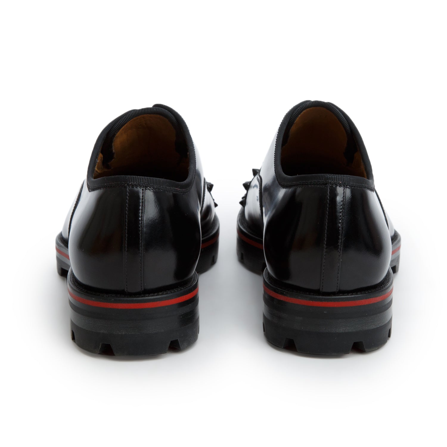 Christian Louboutin Black Shiny Calfskin Alpha-Pointe Oxfords, Men's Size 41 w/ Box