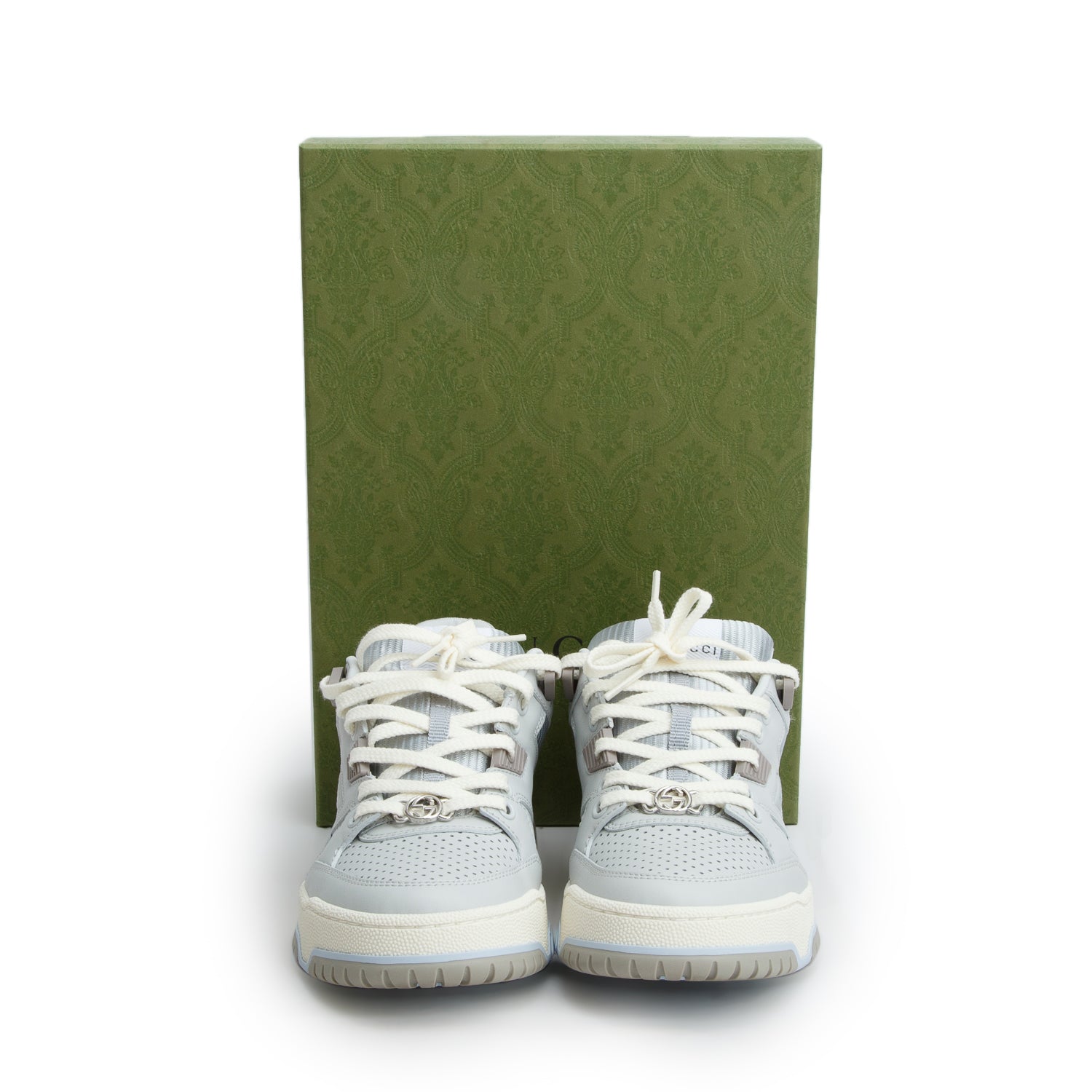 Gucci Blue Calfskin Perforated Jones Sneakers, Women's Size 36.5 w/ Box