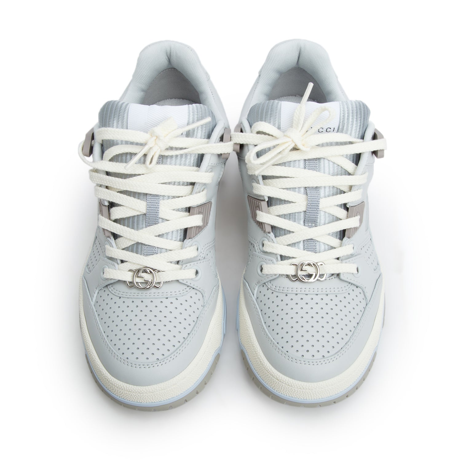 Gucci Blue Calfskin Perforated Jones Sneakers, Women's Size 36.5 w/ Box