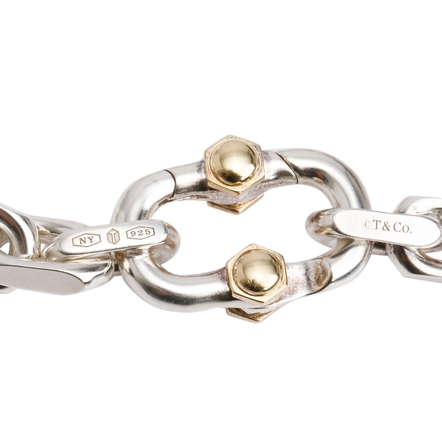 Tiffany & Co. 2022 Sterling Silver & 18k Yellow Gold Makers Wide Chain Bracelet w/ Box & Receipt