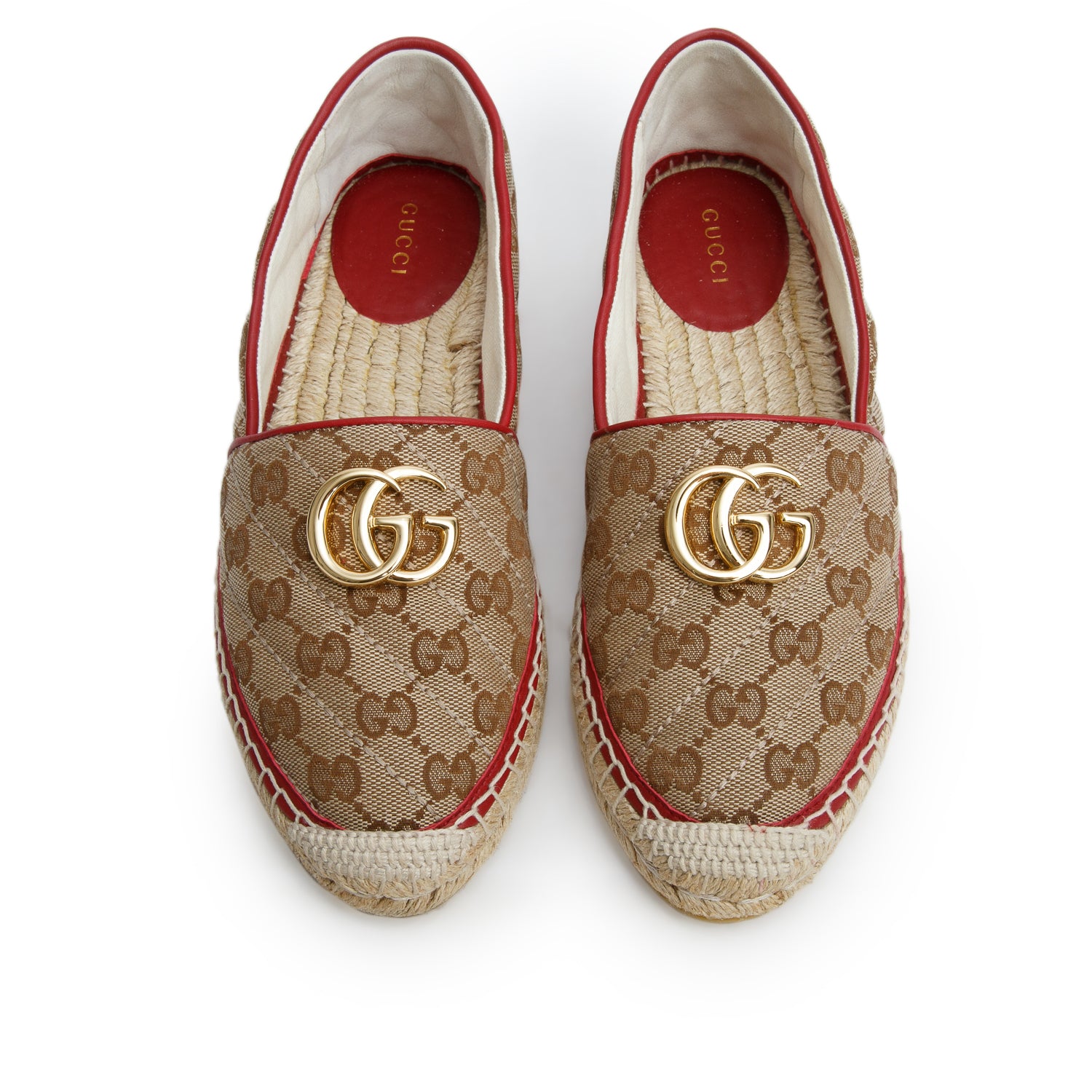Gucci Beige Monogram Matelasse GG Marmont Espadrilles, Women's Size 37.5 w/ Box