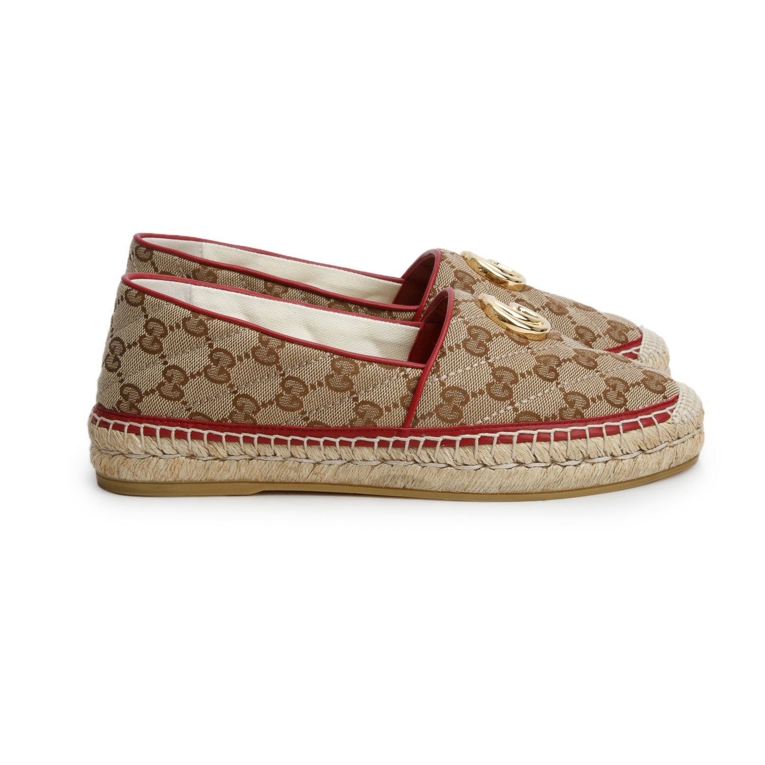 Gucci Beige Monogram Matelasse GG Marmont Espadrilles, Women's Size 37.5 w/ Box