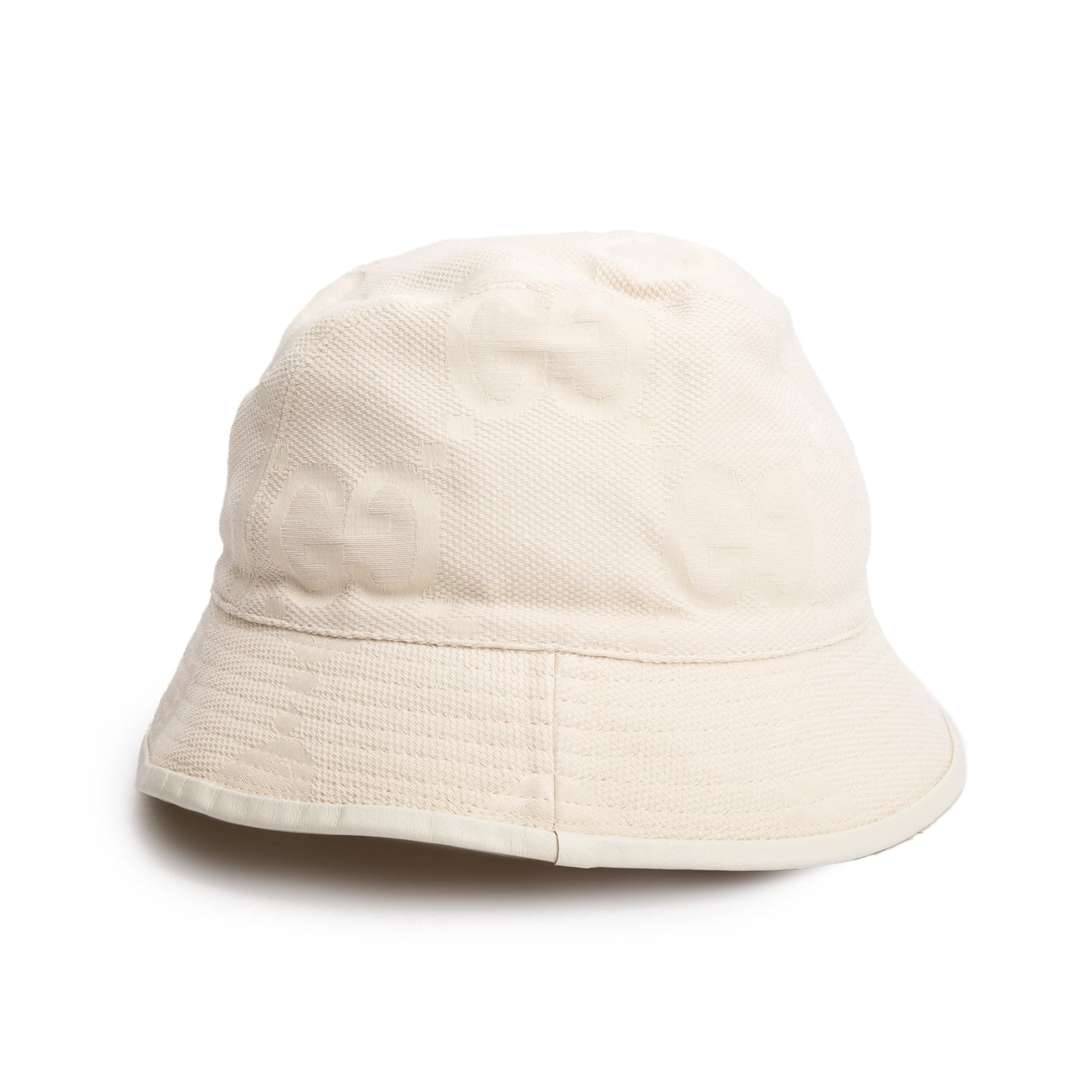 Gucci Cream Monogram Jumbo GG Bucket Hat, Size XS W/ Box