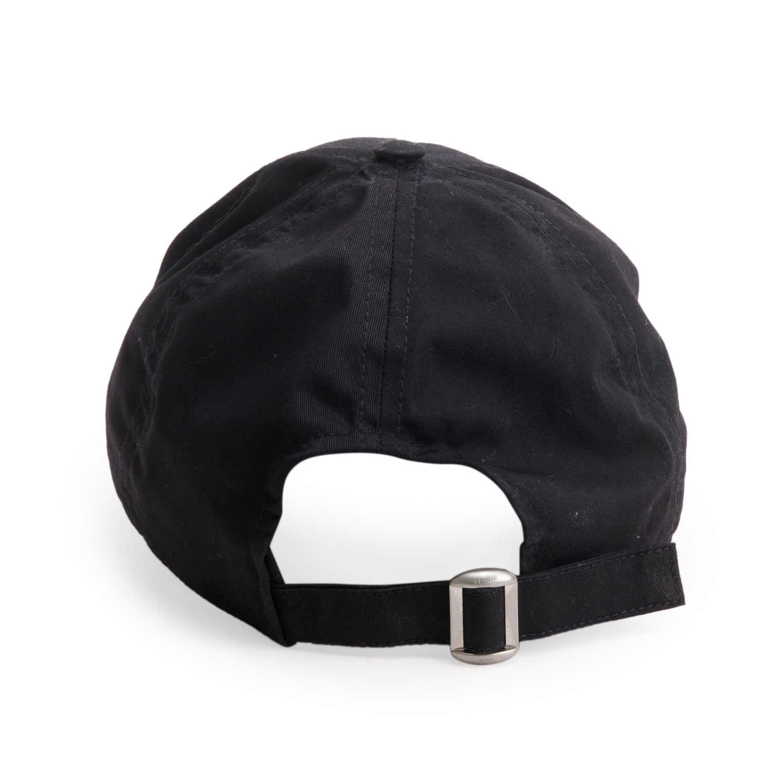 Celine Black Canvas Logo Baseball Cap, Size M
