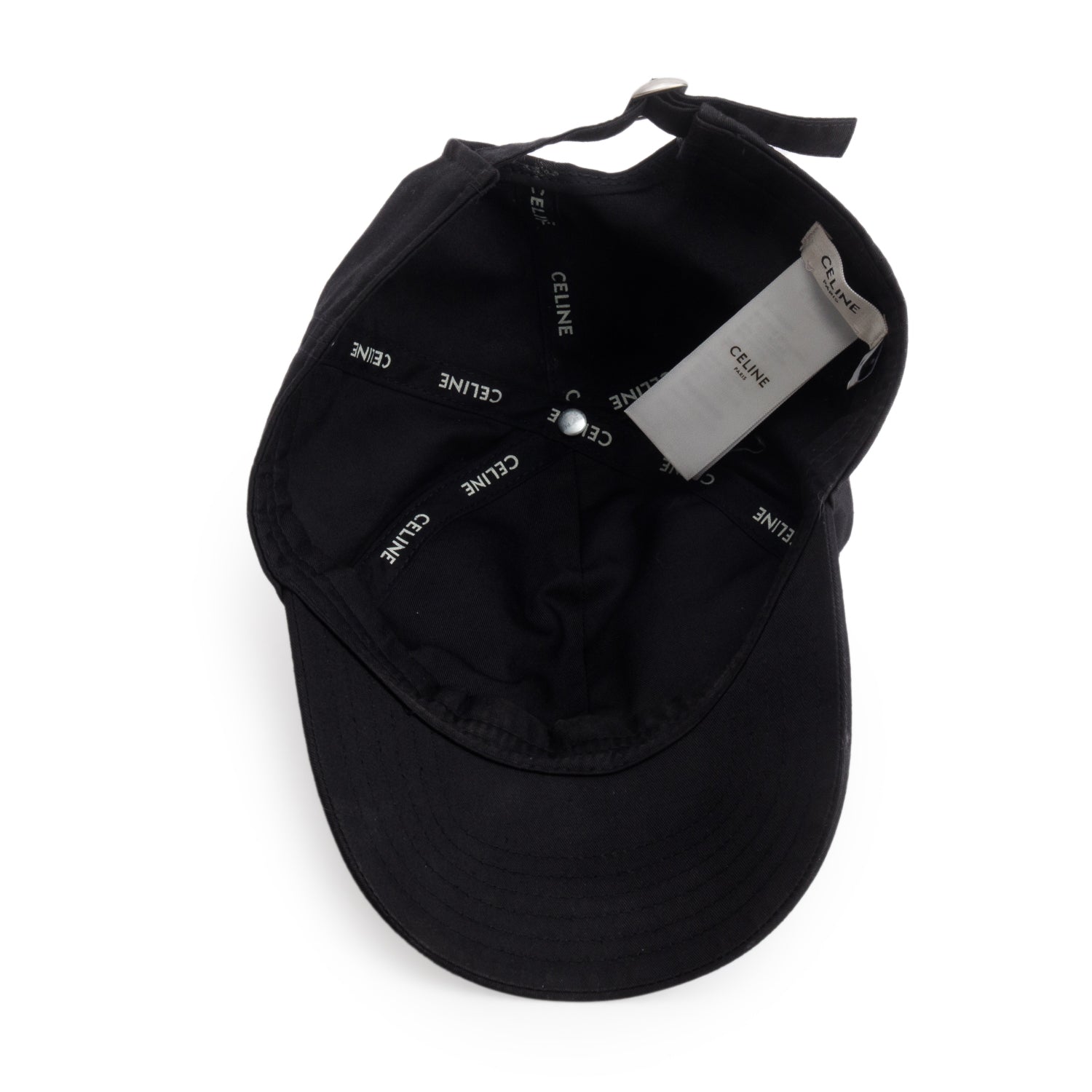 Celine Black Canvas Logo Baseball Cap, Size M