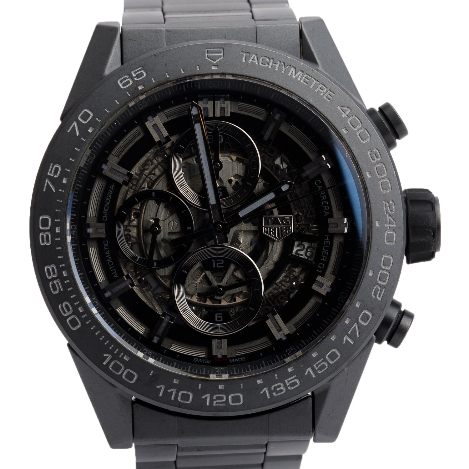 Tag Heuer Black Ceramic Carrera 45 MM Automatic Chronograph Watch CAR2A91 w/ Box & Papers