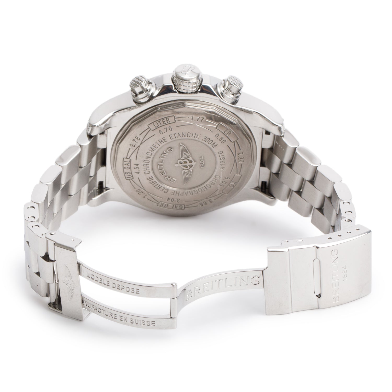 Breitling Stainless Steel Diamond Bezel Super Avenger 48 MM Automatic Chronograph Watch Grey Dial A13370