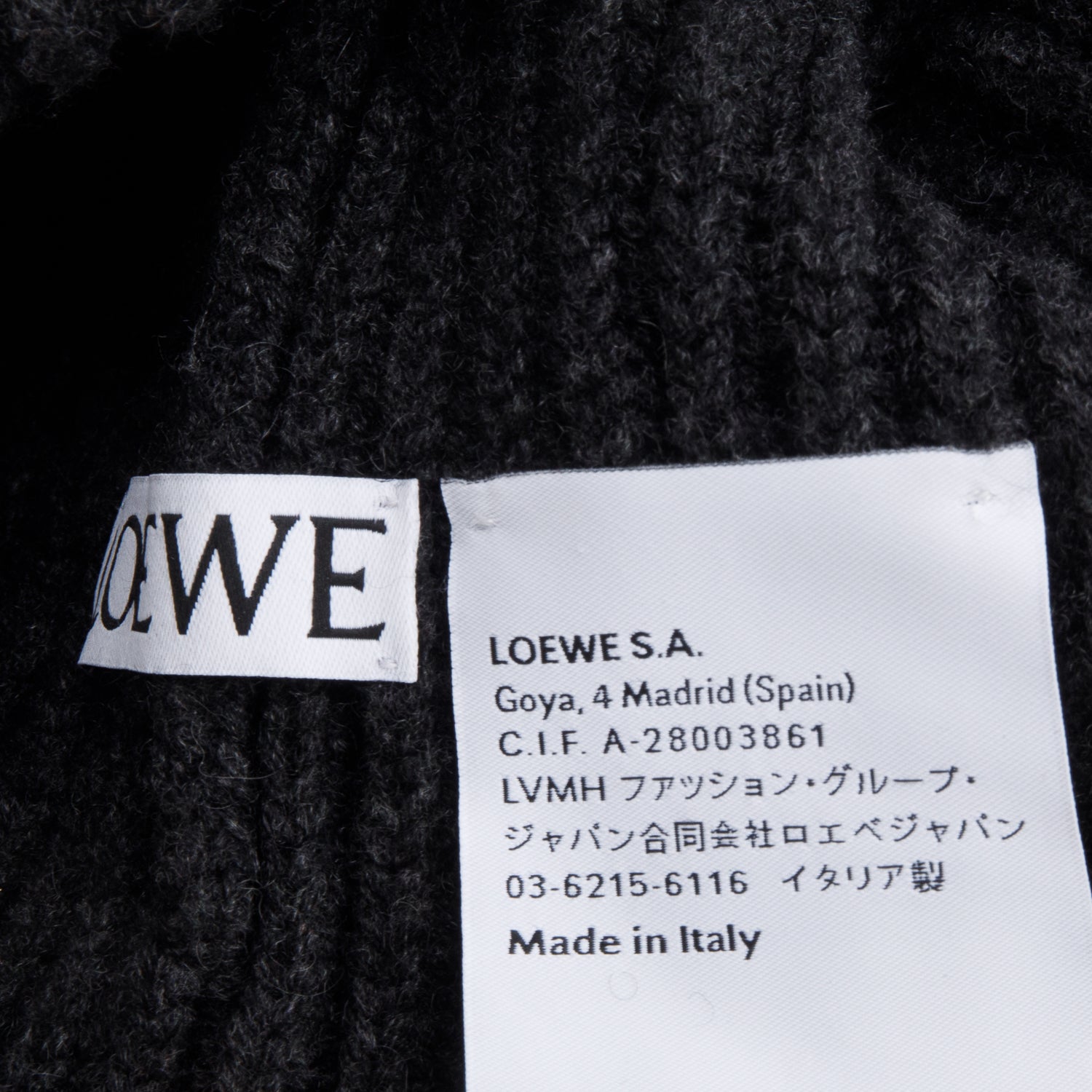 Loewe Grey Cashmere Logo Beanie