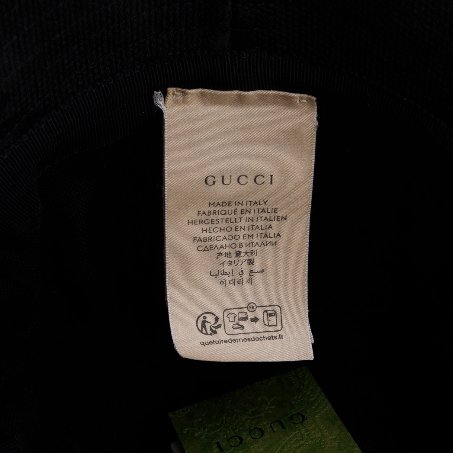 Gucci Black Monogram Jumbo GG Bucket Hat, Size S