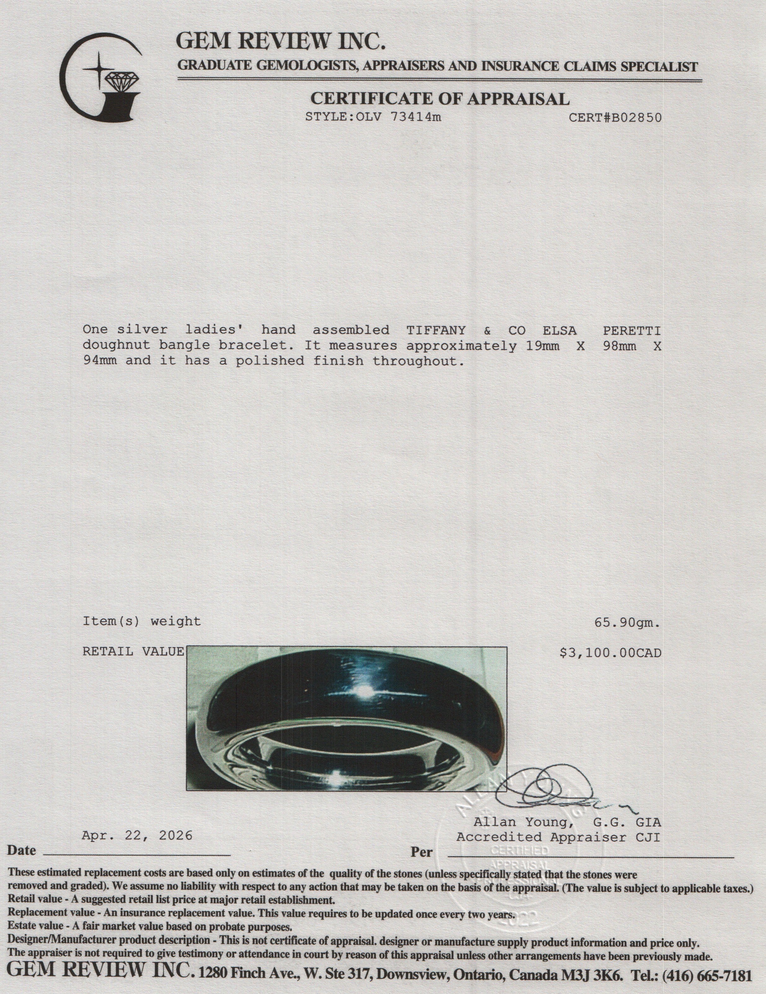 Tiffany & Co. Elsa Peretti Sterling Silver Doughnut Bangle